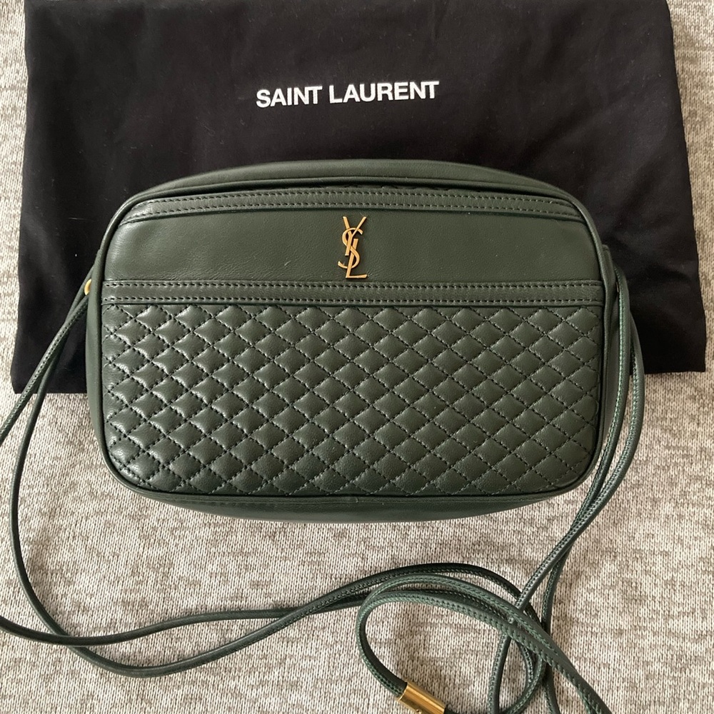 Saint Laurent Dark Green Camera Bag Gem